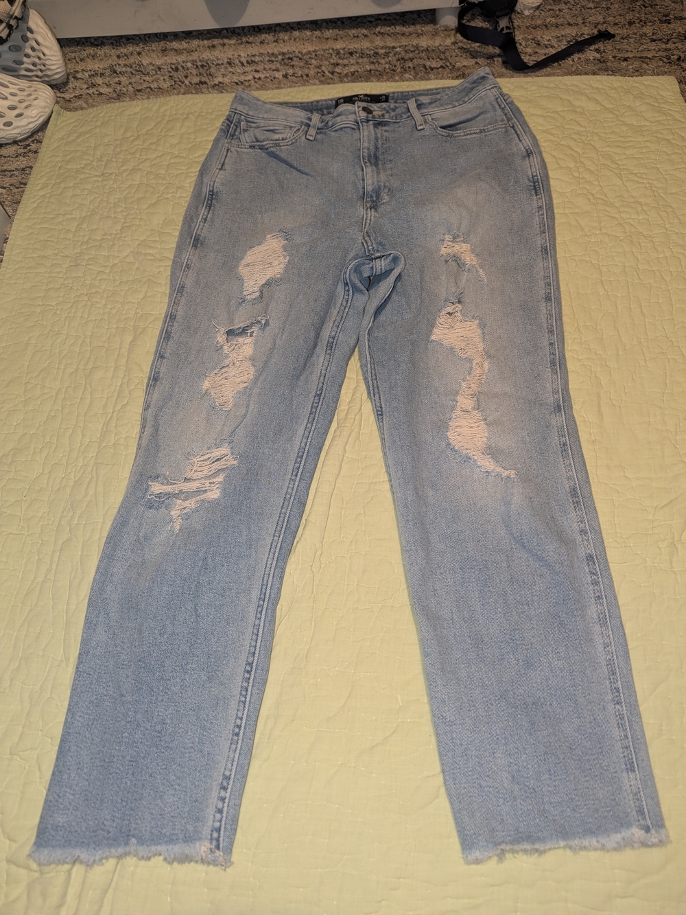 Hollister Light Blue Distressed Straight-Leg Jeans